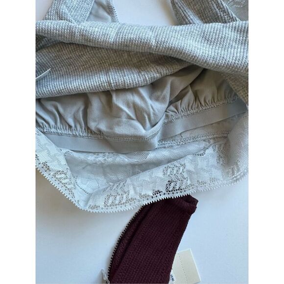Bundle Size S aerie Best Lace Longline Bralette Top in Heather Grey and Maroon - Picture 6 of 11